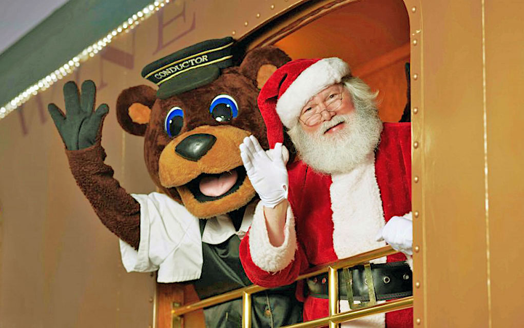 Santa checking his list, Polar Express, Napa Valley Wine Train, Napa, California.
